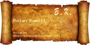 Balan Kamill névjegykártya